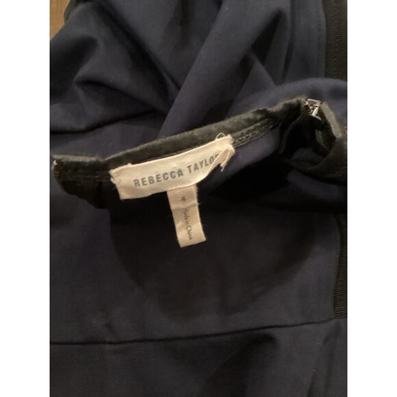 Rebecca Taylor 2 tone black blue drop waist flare zipper and lace mini dress 4 - Picture 12 of 14